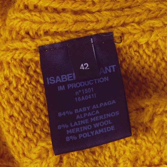 Isabel Marant Short Sleeve Turtleneck Sweater Baby Alpaca Cable Knit Sz 42 - Picture 11 of 12